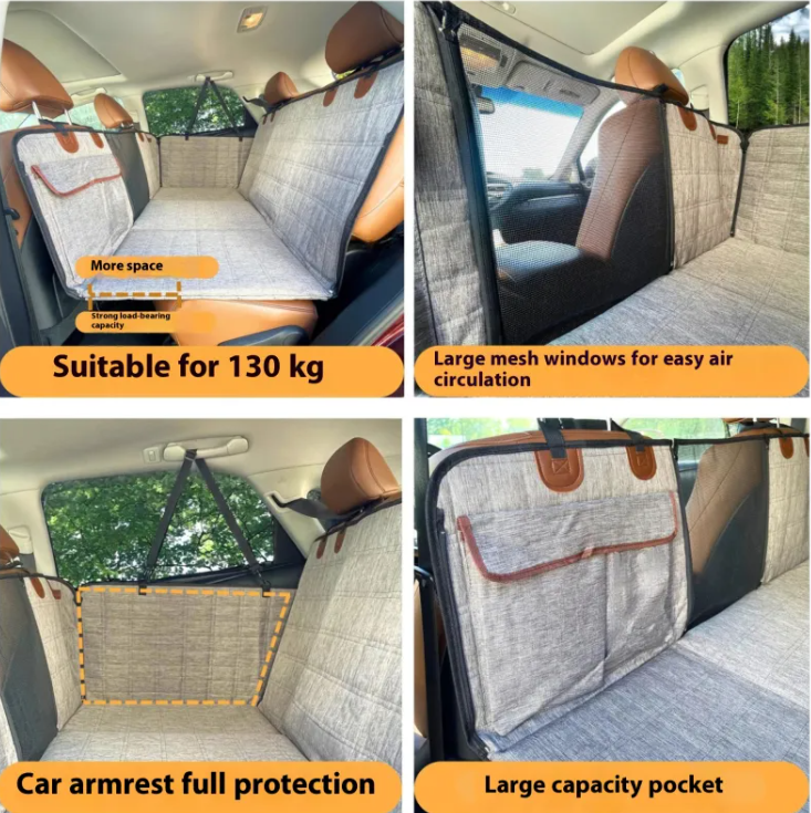 Pet Car Seat Extender with Mesh Barrier